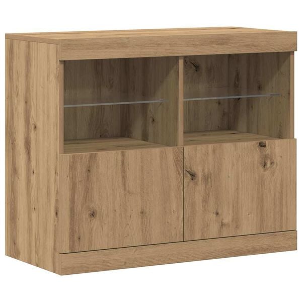 vidaXL LED sideboard Brun 81 x 37 x 66,5 cm Konstruert tre
