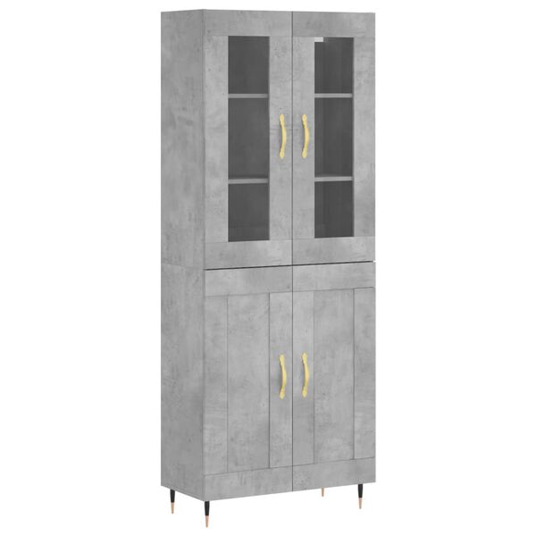 vidaXL Highboard betonggrå 69,5x34x180 cm konstruert tre