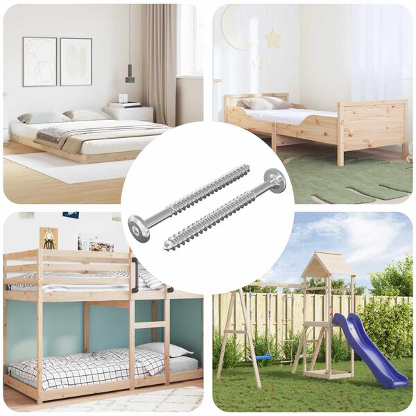 vidaXL Trefester 2 pcs s&oslash;lv M6 x 70 mm St&aring;l