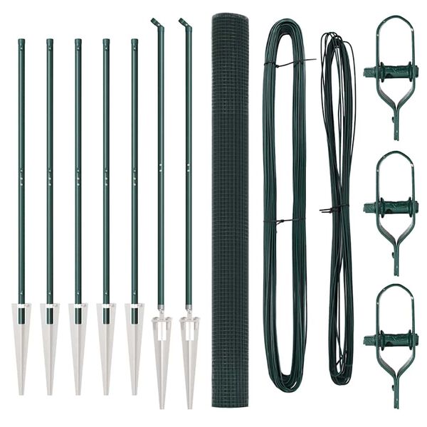 vidaXL Gjerde med innlegg. gr&oslash;nn 1.5 x 10 m St&aring;l