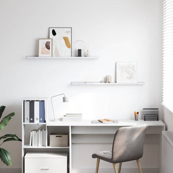 vidaXL Vegghylle 2 pcs Hvit marmor 100 x 9 x 3 cm Konstruert tre