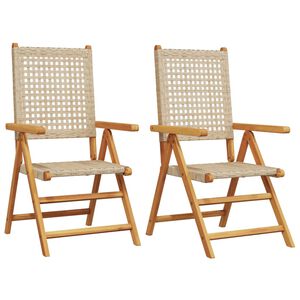 vidaXL Klappstoler 2 stk. beige heltre akasie og polyrotting