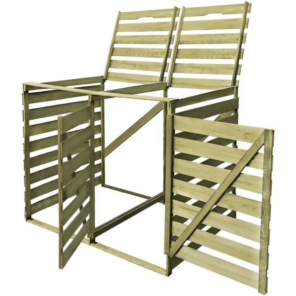 vidaXL Søppelskur dobbelt 240 L impregnert tre