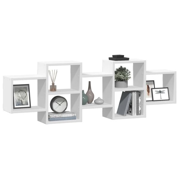 vidaXL Vegghylle hvit 129x18x42 cm konstruert tre