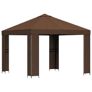 vidaXL Paviljong 3 x 3 m Brun Polyester og st&aring;l 190 gsm
