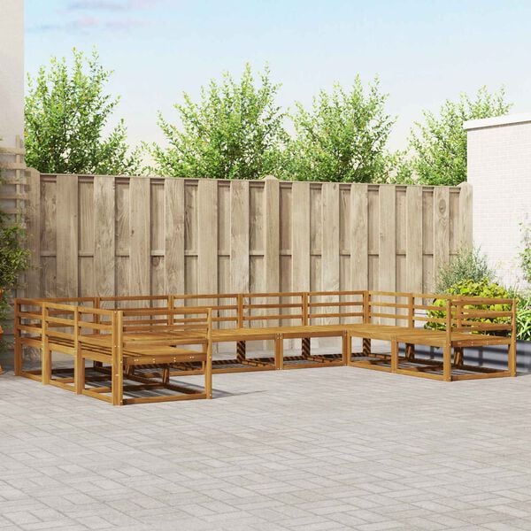 vidaXL Utend&oslash;rs sofa-sett 9 pcs Naturlig Solid akasietre