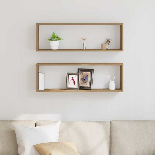 vidaXL Vegghylle 2 pcs Håndverks eik 80 x 15 x 26 cm Konstruert tre