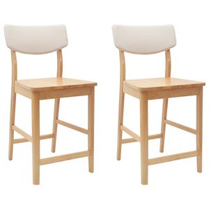 vidaXL Spisestoler 2 stk. Solid Gummitre Naturlig 48 x 49 x 95 cm