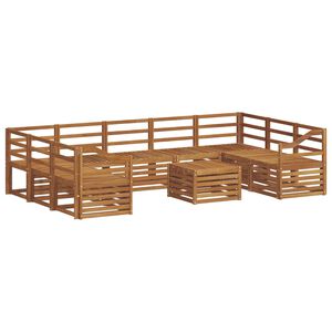 vidaXL Sofasett 10 pcs Naturlig Solid akasietre