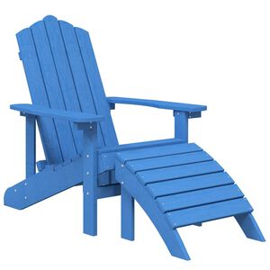 vidaXL Adirondack hagestol med fotskammel HDPE havbl&aring;