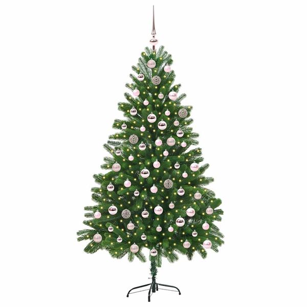 vidaXL Juletre med 300 LED med stativ grønn 210 cm PE
