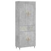 vidaXL Highboard betonggr&aring; 69,5x34x180 cm konstruert tre