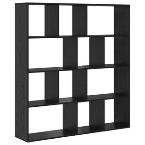 vidaXL Bokskap 12 niv&aring;er 132 x 29 x 141,5 cm Konstruert tre Svart Eik