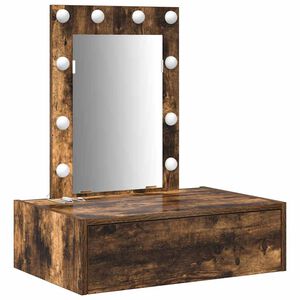 vidaXL Sminkebord med speillys Brun 60 x 40 x 70 cm Konstruert tre