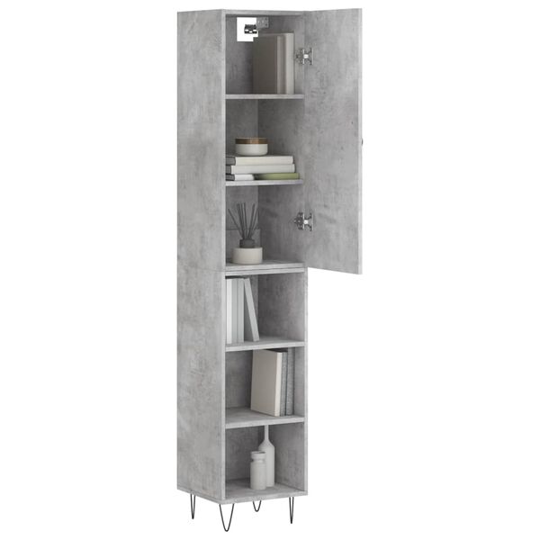 vidaXL Highboard betonggr&aring; 34,5x34x180 cm konstruert tre