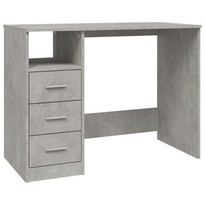 vidaXL Skrivebord med skuffer betonggr&aring; 102x50x76 cm konstruert tre