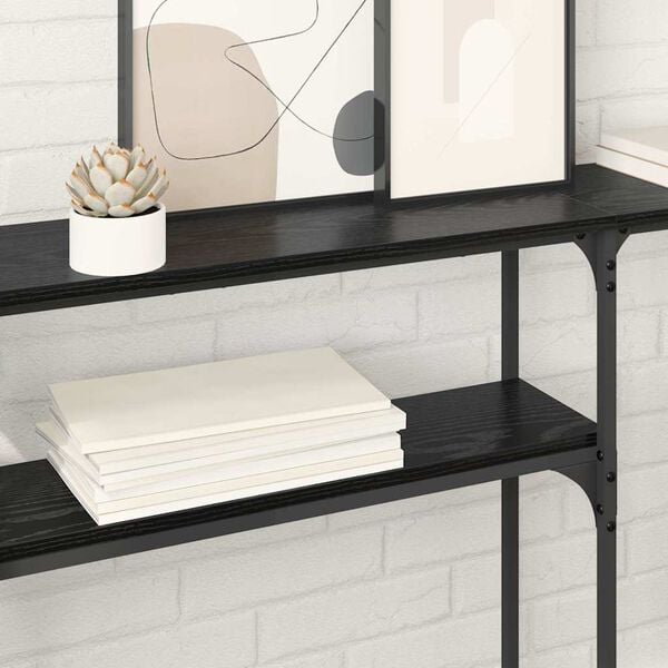 vidaXL Konsollbord Svart Eik 146 x 22.5 x 75 cm Konstruert tre