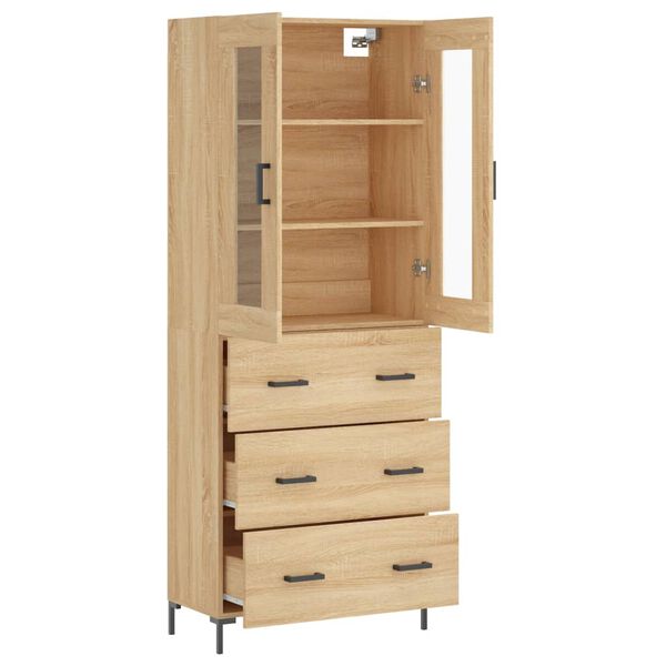 vidaXL Highboard sonoma eik 69,5x34x180 cm konstruert tre