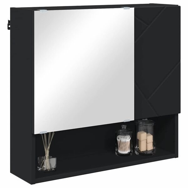 vidaXL Speilskap Veggmontert Svart 59 x 17 x 55 cm Konstruert tre