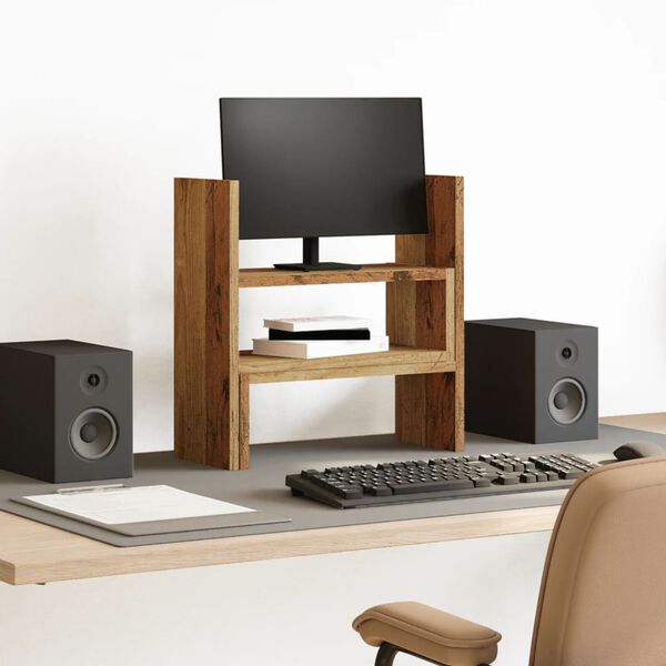 vidaXL Justerbar bordhylle gammelt tre 40x17x41 cm konstruert tre