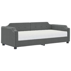 vidaXL Dagseng med madrass m&oslash;rkegr&aring; 90x190 cm stoff
