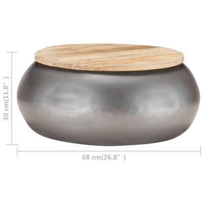 vidaXL Salongbord grå 68x68x30 cm heltre mango