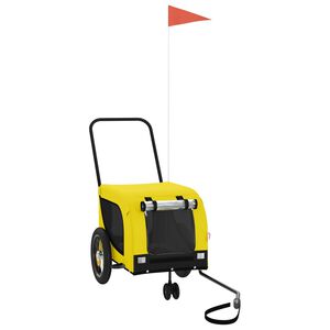 vidaXL Kjæledyrsykkelhenger gul og svart oxfordstoff og jern