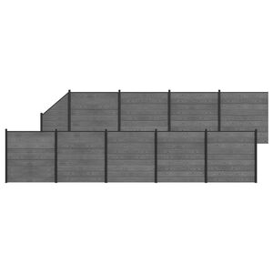 vidaXL Gjerdesett 10 stk. 1657 x 186 cm WPC og Aluminium Gr&aring;