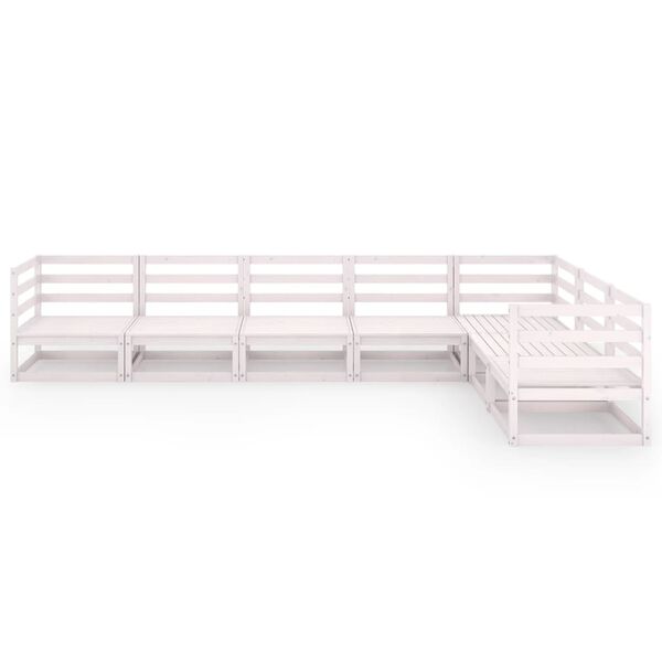 vidaXL Hagesofagruppe 7 deler hvit heltre furu