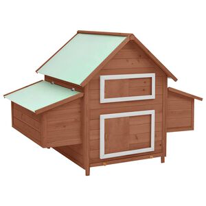 vidaXL H&oslash;nsehus mocca og hvit 150x96x110 cm heltre gran