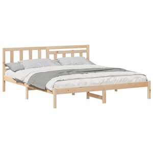 vidaXL Sengestamme med hodegjerde Brun 200 x 200 cm Massiv furu