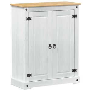 vidaXL Sko Skap med hylle med d&oslash;r Hvit 86 x 38,5 x 108 cm Massiv furu