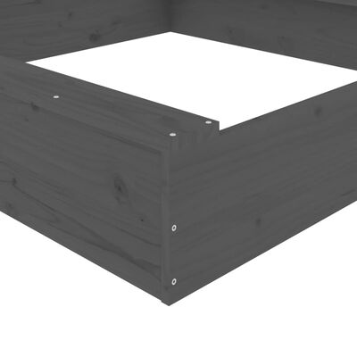 vidaXL Sandkasse med seter grå firkantet heltre furu