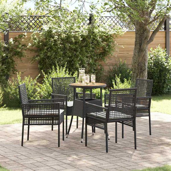 vidaXL Hage Spisegruppe 5 pcs Svart Poly rattan