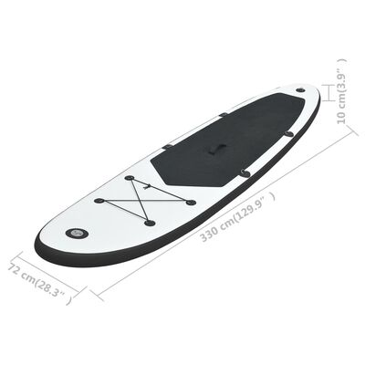 vidaXL Oppblåsbart padlebrettsett svart og hvit