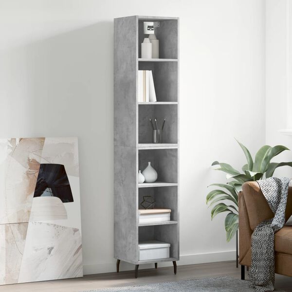 vidaXL Highboard betonggr&aring; 34,5x32,5x180 cm konstruert tre