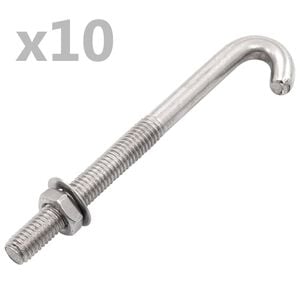 vidaXL Forankret j-bolt med mutter og skive M8x100 mm 25 sett