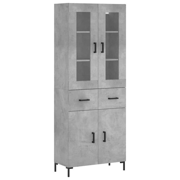 vidaXL Highboard betonggr&aring; 69,5x34x180 cm konstruert tre