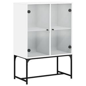 vidaXL Sideskap med glassd&oslash;rer hvit 69x37x100 cm
