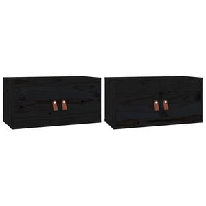 vidaXL Veggskap 2 stk svart 60x30x30 cm heltre furu