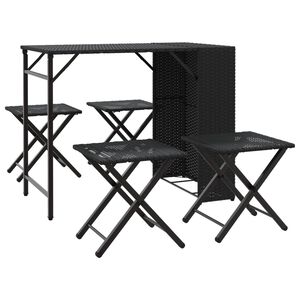 vidaXL Hagecampinggruppe5 deler sammenleggbar svart polyrotting