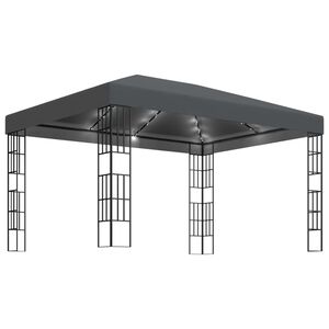 vidaXL Paviljong med LED-lysslynge 3x4 m antrasitt