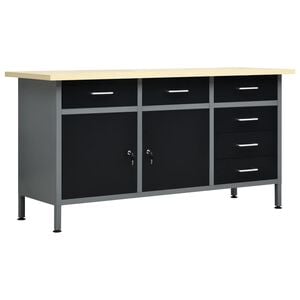 vidaXL Arbeidsbenk svart 160x60x85 cm st&aring;l