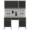 vidaXL Arbeidsbenk med skuff 8 pcs Svart 150 x 55 x 200 cm St&aring;l