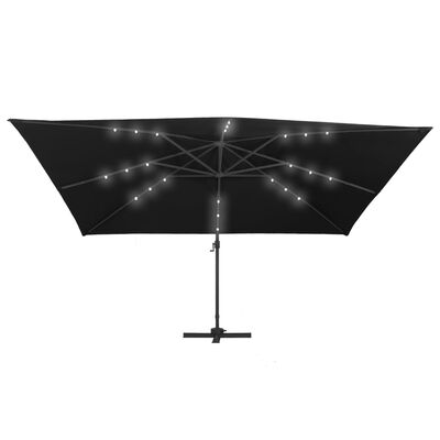vidaXL Hengeparasoll med LED-lys og aluminiumsstang 400x300 cm svart