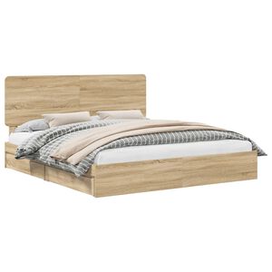 vidaXL Seng med Oppbevaring Sonoma eik 180 x 200 cm Konstruert tre