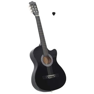 vidaXL Western klassisk cutaway gitar med 6 strenger svart 38"