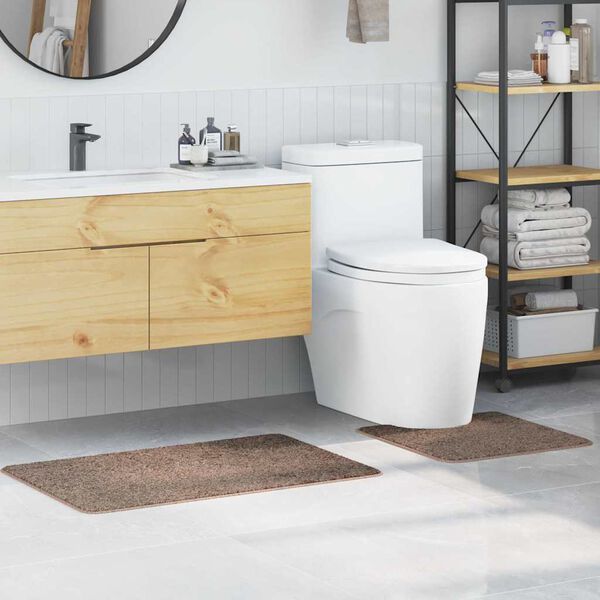 vidaXL Anti-skli baderomsmatte sett 2 pcs Brun PP