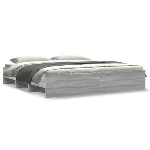 vidaXL Sengeramme gr&aring; sonoma 200x200 cm konstruert tre