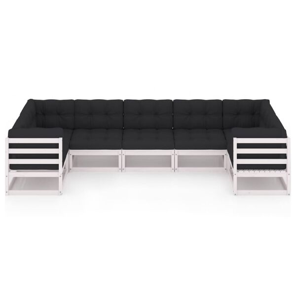 vidaXL Hagesofagruppe med puter 7 deler hvit heltre furu